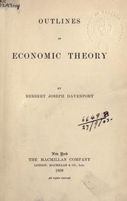 Cover of: Outlines of economic theory.