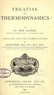 Cover of: Treatise on thermodynamics by Max Planck