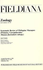 Cover of: Systematic review of Philippine macaques (Primates, Cercopithecidae: Macaca fascicularis subspp.)