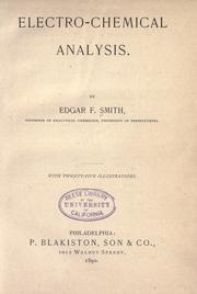 Cover of: Electro-chemical analysis. by Edgar Fahs Smith