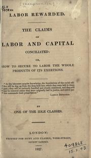 Cover of: Labor rewarded. by Thompson, William