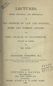 Cover of: Lectures, legal, political and historical by Robertson, Alexander