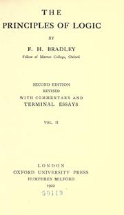 Cover of: The principles of logic by F. H. Bradley