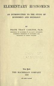 Cover of: Elementary economics: an introduction to the study of economics and sociology