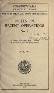 Cover of: Notes on recent operations by Army War College (U.S.)