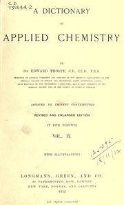 Cover of: A dictionary of applied chemistry