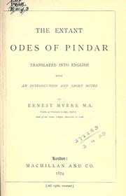 Cover of: The extant odes. by Pindar