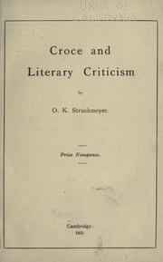 Cover of: Croce and literary criticism