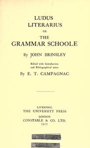 Cover of: Ludus literarius by Brinsley, John
