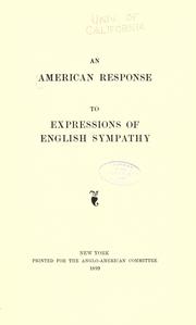 Cover of: An American response to expressions of English sympathy by 