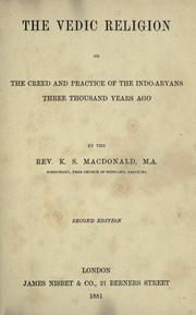 Cover of: The Vedic religion by Kenneth Somerled Macdonald