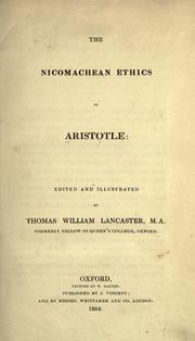 Cover of: The Nicomachean ethics of Aristotle by Aristotle