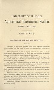 Cover of: Variations in milk and milk production