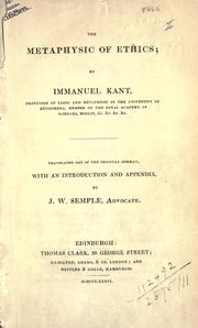 Cover of: The metaphysics of ethics. by Immanuel Kant