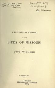 A preliminary catalog of the birds of Missouri by Otto Widmann