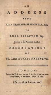 Cover of: An address from John Zephaniah Holwell, esq. by J. Z. Holwell