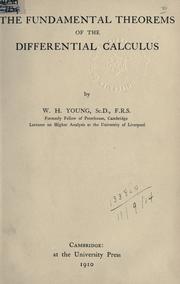 Cover of: The fundamental theorems of the differential calculus. by Young, William Henry