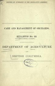 Cover of: Care and management of orchards.
