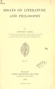 Cover of: Essays on literature and philosophy. by Edward Caird