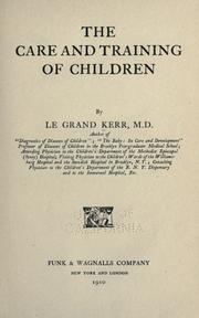 Cover of: The care and training of children.