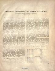 Cover of: Systematic corrections and weights of catalogs: an extension of tables in Appendix III of Boss' P.G.C.