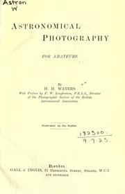Cover of: Astronomical photography, for amateurs. by H. Waters