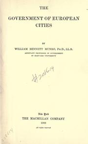 Cover of: The government of European cities