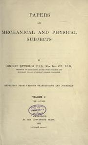 Cover of: Papers on mechanical and physical subjects by Osborne Reynolds