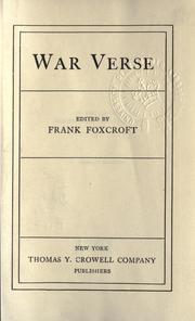 Cover of: War verse. by Frank Foxcroft, Frank Foxcroft