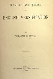 Cover of: Elements and science of English versification by Jones, William C.