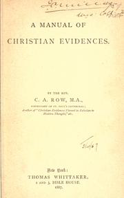 Cover of: manual of Christian evidence