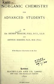 Cover of: Inorganic chemistry for advanced students. by Henry E. Roscoe