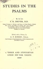 Cover of: Studies in the Psalms by S. R. Driver