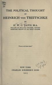 Cover of: The political thought of Heinrich von Treitschke by H. W. Carless Davis