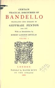 Cover of: Certain tragical discourses of Bandello