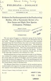 Evidence for parthenogenesis in the featherwing beetles by Henry S. Dybas