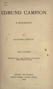 Cover of: Edmund Campion by Simpson, Richard, Simpson, Richard