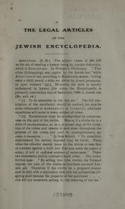 Cover of: Critical review of the legal articles of the Jewish encyclopedia by Judah David Eisenstein
