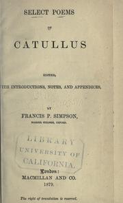 Cover of: Select poems of Catullus by Gaius Valerius Catullus