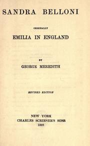 Cover of: Sandra Belloni by George Meredith