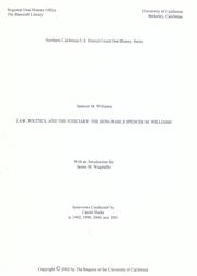 Cover of: Law, politics, and the judiciary: the honorable Spencer M. Williams