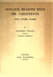 Cover of: Shylock reasons with Mr. Chesterton and other poems. by Humbert Wolfe