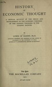 Cover of: History of economic thought by Lewis H. Haney, Lewis H. Haney