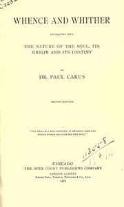 Cover of: Whence and whither by Paul Carus