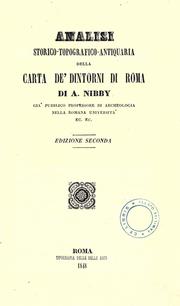 Cover of: Analisi storico-topografico-antiquaria della carta de' dintorni di Roma by Antonio Nibby