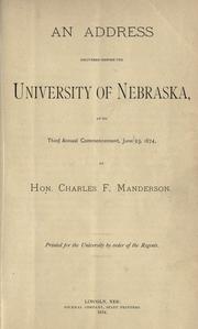 Cover of: address delivered before the University of Nebraska, at its third annual commencement, June 23, 1874