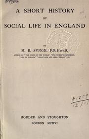 Cover of: A short history of social life in England.