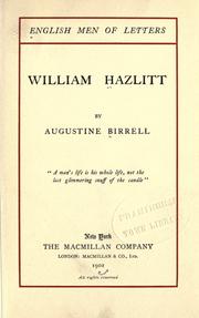 Cover of: William Hazlitt by Augustine Birrell