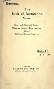 Cover of: The book of restoration verse. by William Stanley Braithwaite