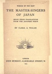 Cover of: master-singers of Japan: being verse translations from the Japanese poets